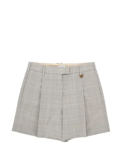 Burberry Checked Pleated Shorts In Gray