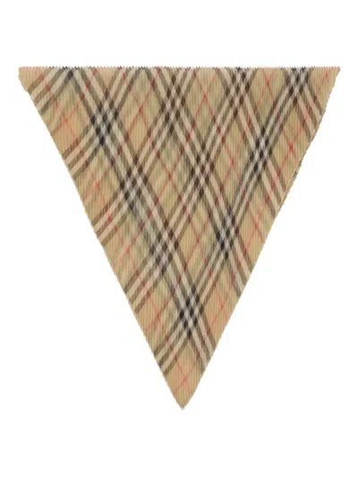 BURBERRY CHECKED PLEATED SILK CHIFFON SCARF