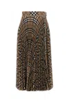 Burberry Checked Embroidered Polyester-wool Skirt In Brown