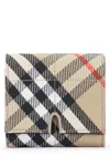 Burberry Checked Polyester-cotton Wallet In Beige