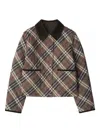 Burberry Corduroy-trimmed Quilted Checked Cotton Jacket In Brown