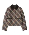 Burberry Cropped Check Quilted Cotton Jacket In Brown