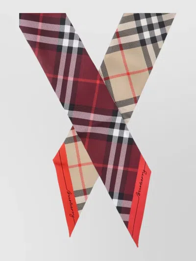 Burberry Checked Rectangle Scarf Tie And Bow