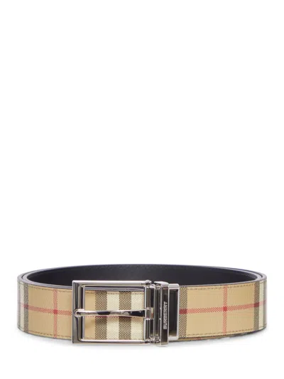 Burberry Checked Reversible Buckle Belt In Brown