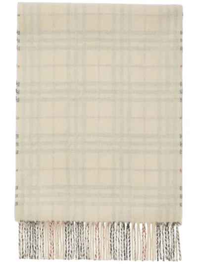 Burberry Checked Reversible Cashmere Scarf In Neutrals