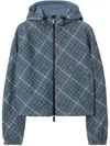 Burberry Checked Reversible Cropped Jacket In Blue
