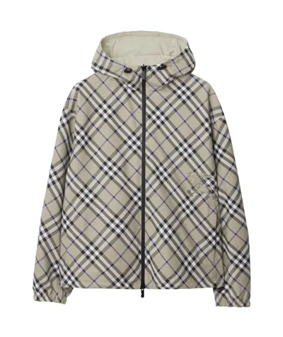 BURBERRY BURBERRY CHECKED REVERSIBLE ZIPPED HOODED JACKET