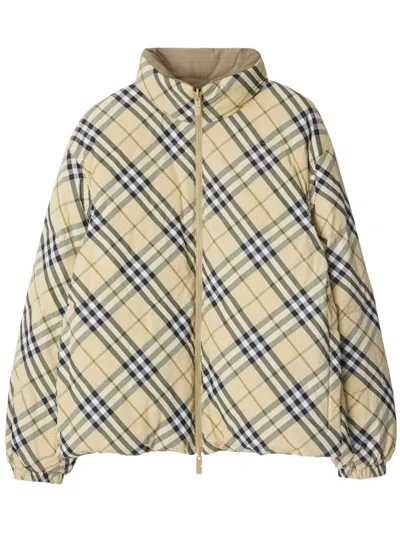 Burberry Short Reversible Down Jacket In Multicolor