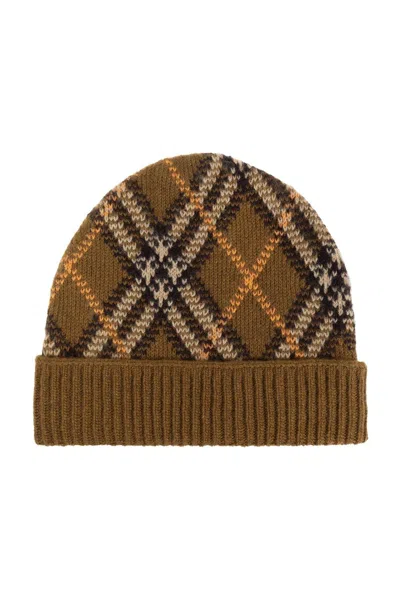 Burberry Checked Ribbed-knit Beanie In Shrew