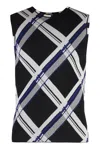 Burberry Checked Ribbed-knit Sleeveless Top In Multi
