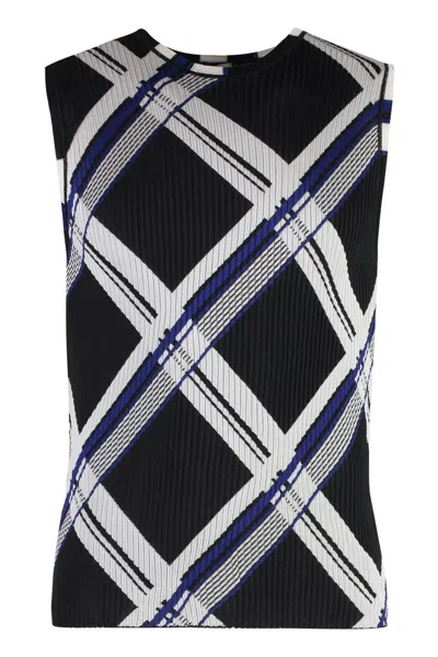 Burberry Checked Ribbed-knit Sleeveless Top In Multi