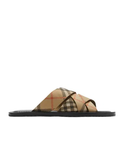 BURBERRY BURBERRY CHECK PRINTED SLIP-ON SLIDES