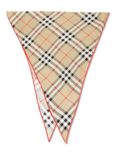 Burberry Checked Scarf In Neutral