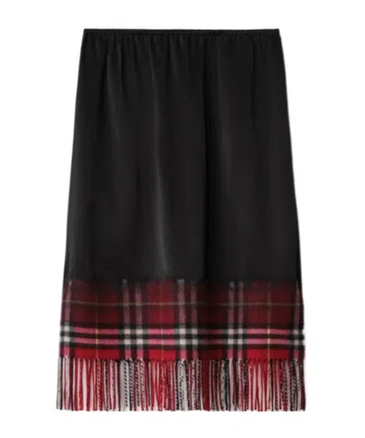 Burberry Checked Scarf Skirt In Black
