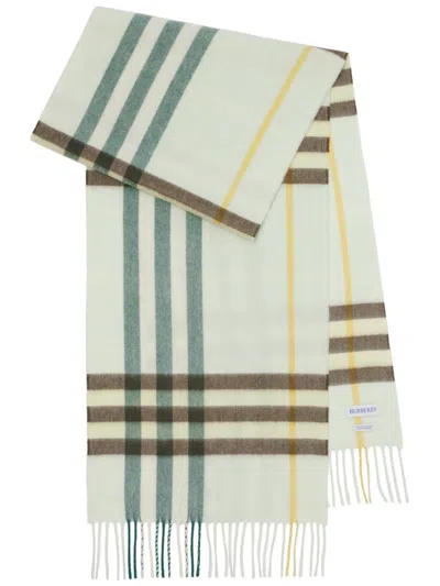 Burberry Checked Scarf In White
