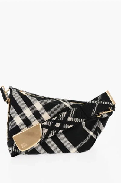Burberry Checked Shield Messenger Crossbody Bag With Golden Details In Multicolor
