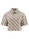 Burberry Check Short-sleeve Crop Button-down Shirt