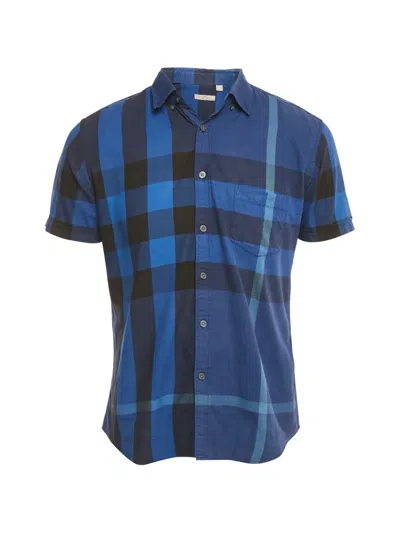 Pre-owned Burberry Checked Shirt In Blue