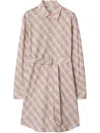 Burberry Check Belted Long-sleeve Mini Shirtdress