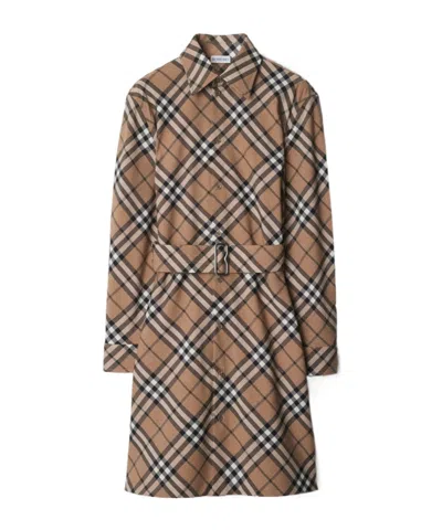BURBERRY BURBERRY CHECKED B BUCKLE BELT SHIRT DRESS