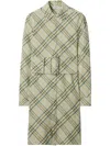 Burberry Belted Checked Linen-bend Mini Shirt Dress In Neutrals