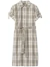 Burberry Check Buckle Short-sleeve Shirtdress In White
