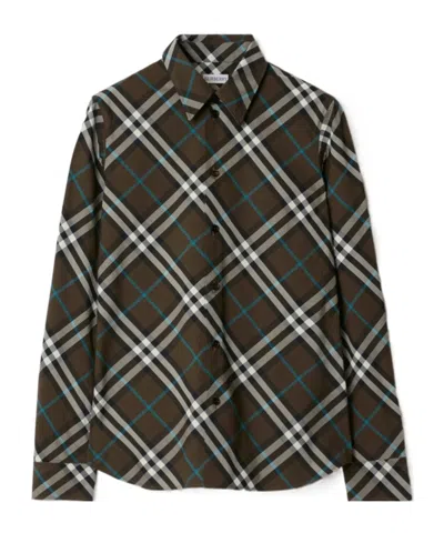 Burberry Checked Shirt In Green