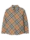 Burberry Beige Shirt With Check Motif In Cotton Boy In Multicolour
