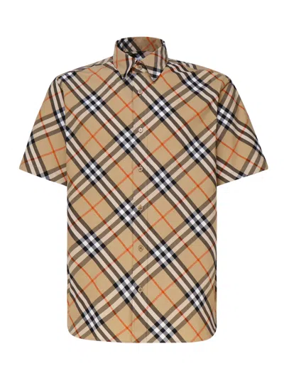 Burberry Nova Plaid Silk Cuban Collar Shirt In Neutral