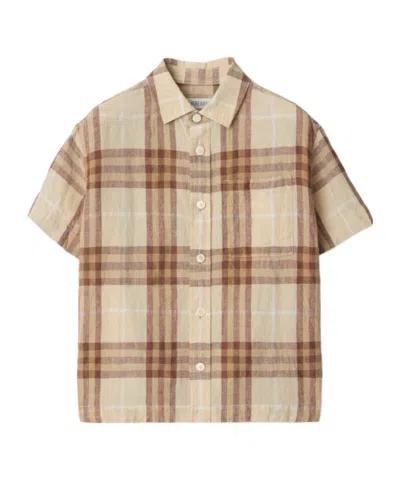 Burberry Checked Shirt In Nude