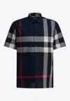 Burberry Summerton Check Cotton Shirt In Blue