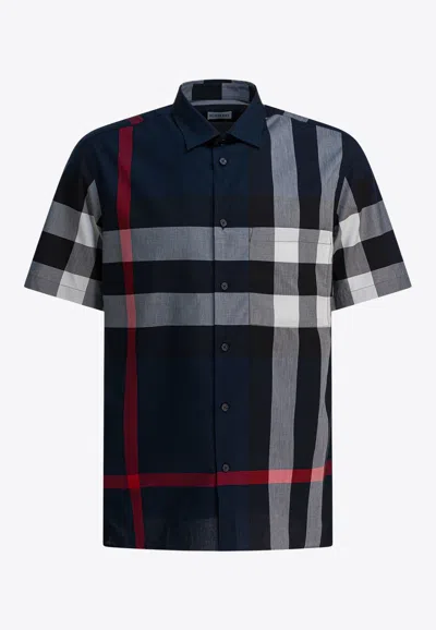 Burberry Summerton Check Cotton Shirt In Black