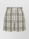 Burberry Embroidered Checked Poplin Shorts In Gray
