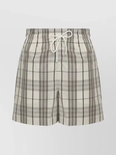 Burberry Checked Shorts In Gray