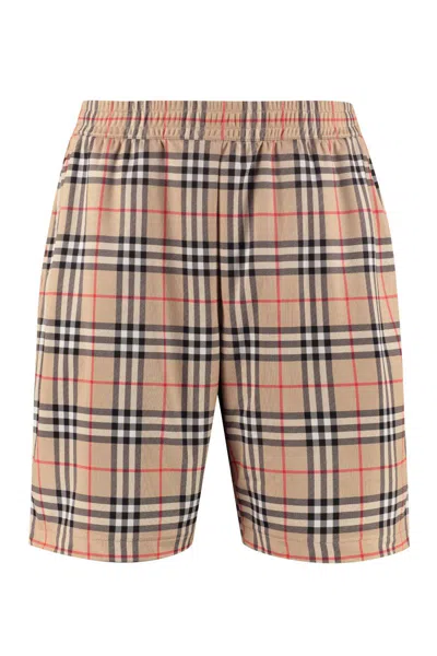 Burberry Checked Shorts In Beige