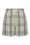 Burberry Embroidered Checked Poplin Shorts In Gray