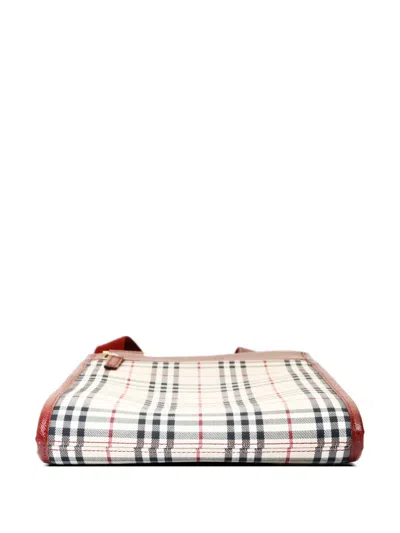 Pre-owned Burberry Checked Shoulder Bag In Red