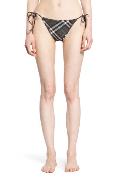 Burberry Women's Check Side-tie Bikini Bottom In Snug Check