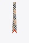 Burberry Classic Check Mulberry Silk Scarf In Beige
