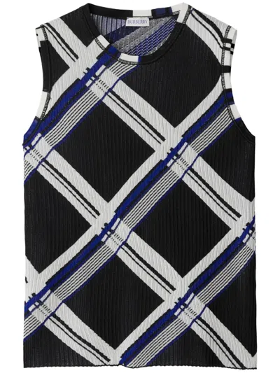 BURBERRY CHECKED SILK KNITTED VEST