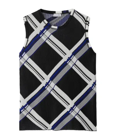BURBERRY CHECKED SILK KNITTED VEST