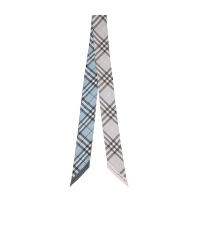 Burberry Checked Silk Scarf In Gray