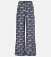Burberry Checked Silk Straight Pants In Black