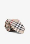 Burberry Beige Check Silk Tie In Neutral