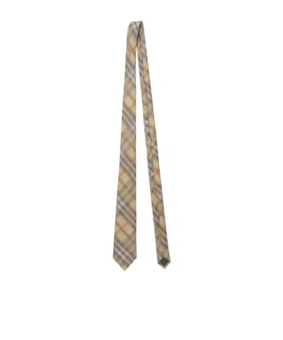 Burberry Checked Silk Tie In Burgundy