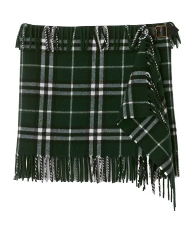 BURBERRY BURBERRY CHECKED FRINGED-EDGE MINI SKIRT