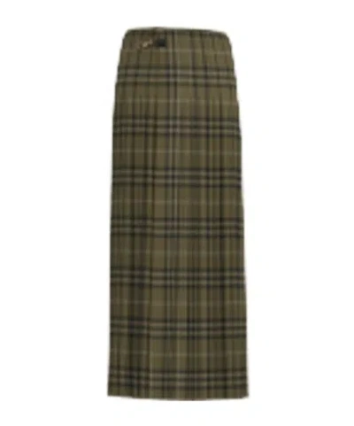 Burberry Checked Skirt In Green