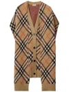 Burberry Checked Sleeveless Cardigan And Scarf In Nude