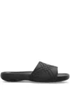 Burberry Textured Strap Black Mules With Cushioned Footbed In Black
