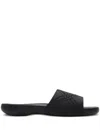 Burberry Textured Strap Black Mules With Cushioned Footbed In Black